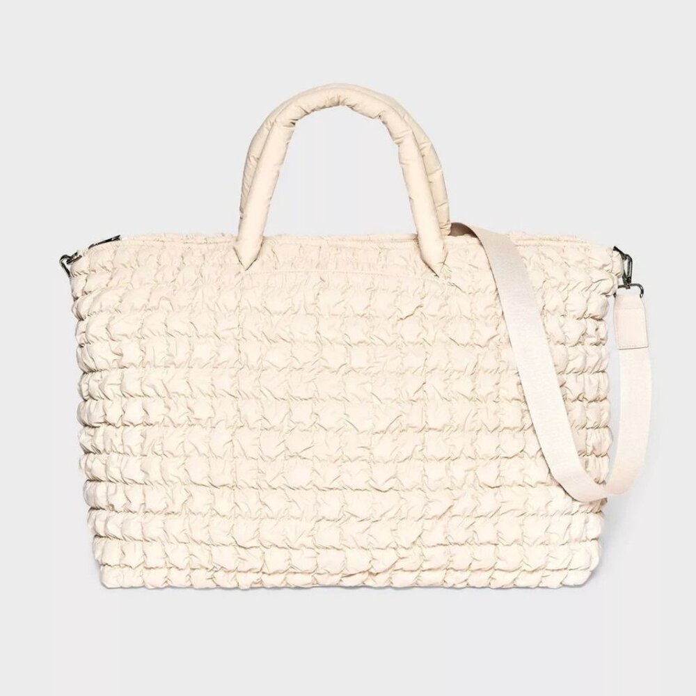 Viral Puffer Weekender Bag - Cream